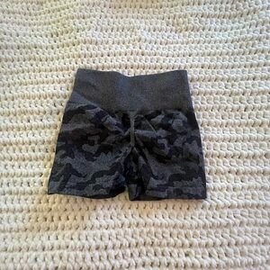Camo Print High-Waisted Shorts